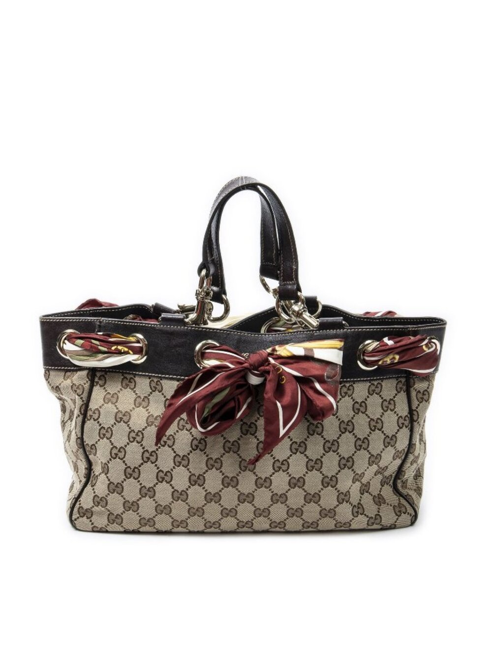 Gucci Posita No Scarf Tote Beige Brown GG Canvas